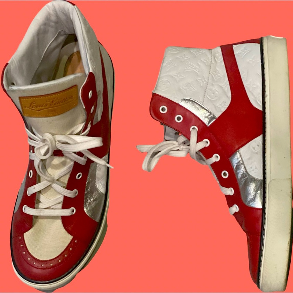 Louis Vuitton Red & White Hightop Authentic Sneaker